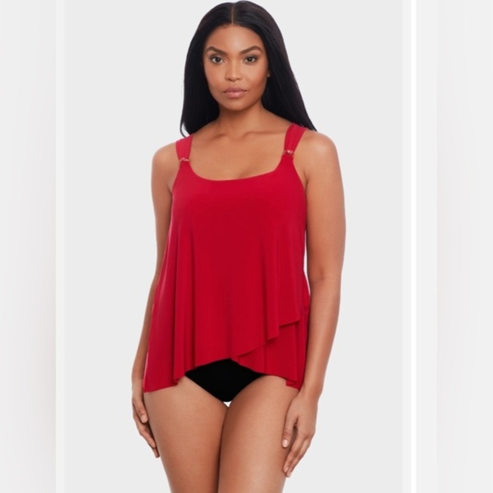 Miraclesuit Razzle Dazzle Tankini Top Size 8 Layered Underwired Swim Top